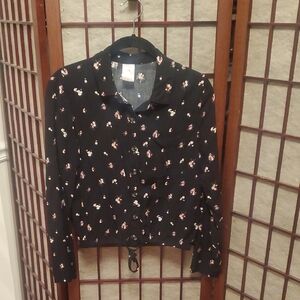 No Boundaries Black Floral Button Down Shirt